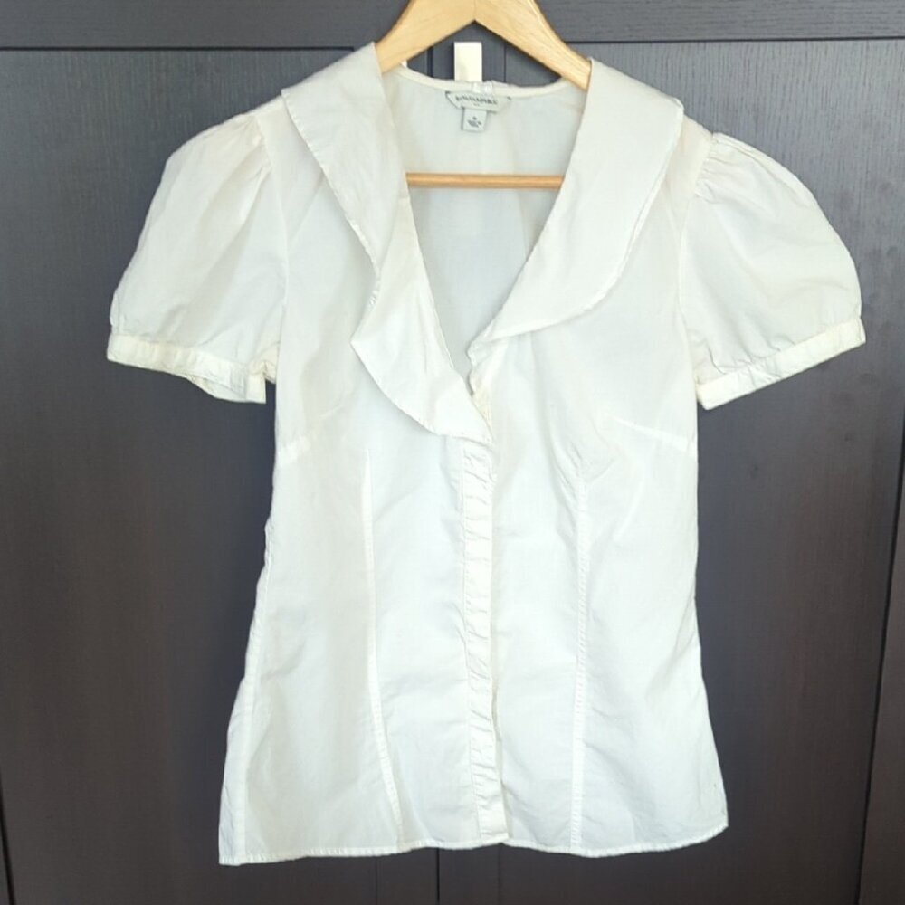 Banana Republic Cream Blouse with Ruffled Collar - Size M Great Condition
